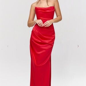 House of CB Red Strapless Prom Gown